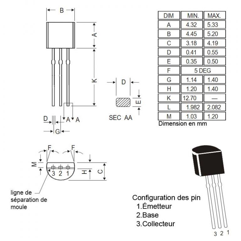 BC547 Transistors Bipolaire NPN 100ma 50V