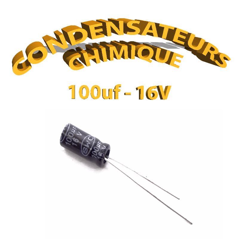 10 condensateurs chimique 100uF 16V Konek 