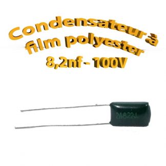 Condensateur à film polyester 8,2nf - 100Volt - Code:822