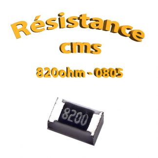 Résistance cms 0805 820ohm 1% 1/8w