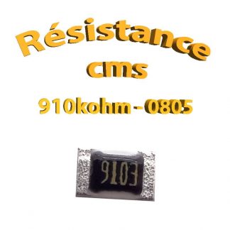 Résistance cms 0805 910kohm 1% 1/8w