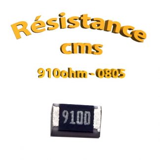 Résistance cms 0805 910ohm 1% 1/8w