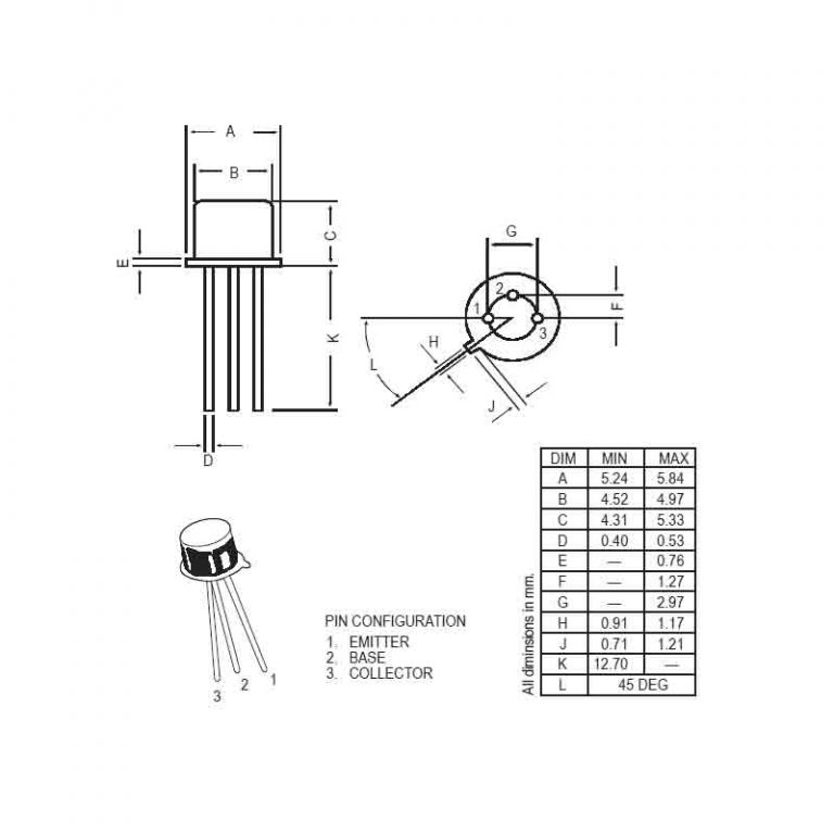 2N2222A 2N2222 Transistor Bipolaire NPN TO18 50v 0.5A