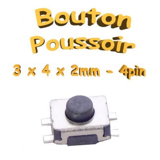 Bouton Poussoir 3x4x2mm - 4pin - à souder pour CI