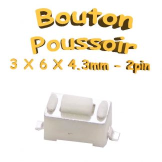 Bouton Poussoir 3x6x4.3mm - 2pin - à souder pour CI