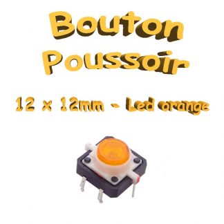 Bouton Poussoir LED intégrée orange 12x12mm - 6pin - à souder pour CI