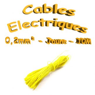 Câble électrique 0.2mm² jaune10 mètres(30awg)