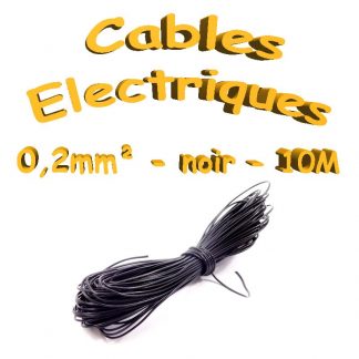 Câble électrique - 0.2mm² - Noir - 10 mètres(30awg)