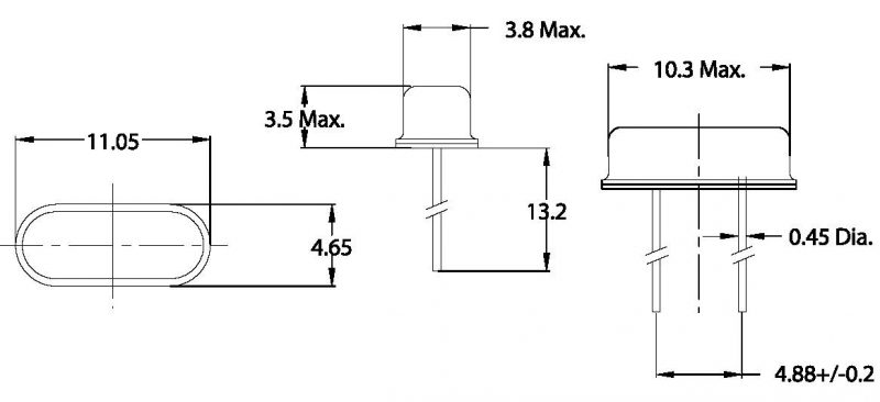 Lot De 20 Oscillateurs à Quartz 3.6864 MHz - Boîtier HC-49S - 2 Broches - Pour Circuits électroniques