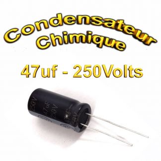 Condensateur chimique 47uF - 250V - 12x25mm - 20%