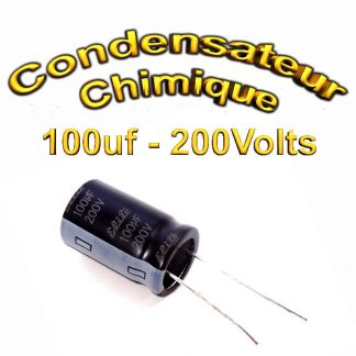 Condensateur électrolytique polarisé 100uF 200V- 16x25mm - 20%
