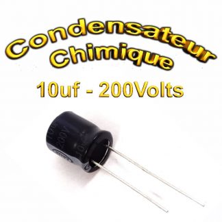 Condensateur électrolytique polarisé 10uF 200V- 10x12,5mm - 20%