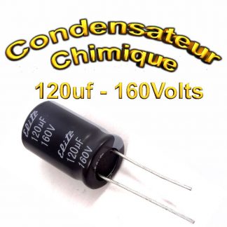 Condensateur électrolytique polarisé 120uF 160V 12,5x25mm 20%