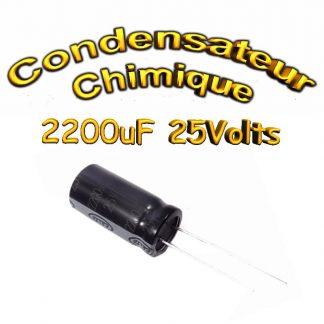 Condensateur électrolytique polarisé 2200uF 25V- 12x25mm - 20%