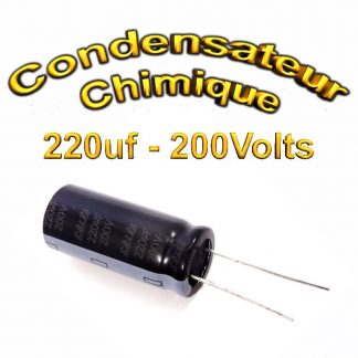 Condensateur électrolytique polarisé 220uF 200V- 16x35,5mm - 20%