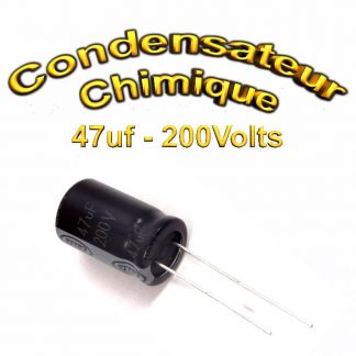 Condensateur électrolytique polarisé 47uF 200V- 12,5x20mm - 20%