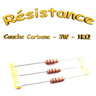 Résistance 1 Kohms Carbone 3W 5% - THT - 5x 15mm