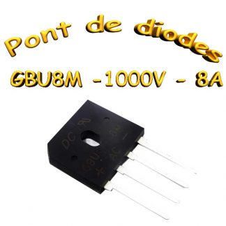 GBU8M - Pont de diodes 8A - 1000V - 7000v rms - Traversant