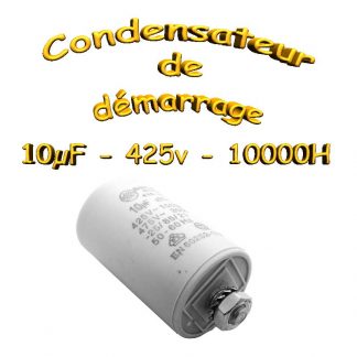 Condensateur de démarrage - 10uF - 425 Vdc - 10 000H - Ø36x58mm
