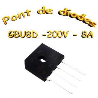 GBU8D - Pont de diodes 8A - 200V - 140v rms - CMS/SMD