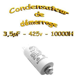 Condensateur de démarrage - 3,5uF - 425 Vdc - 10 000H - Ø28x55mm