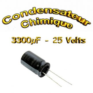Condensateur chimique 3300uF 25V – Ø16x31,5mm – 2000h