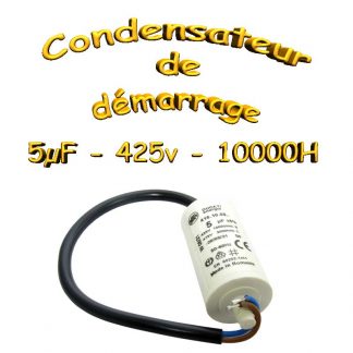 Condensateur de démarrage - 5uF - 425 Vdc - 10 000H - Ø28x55mm