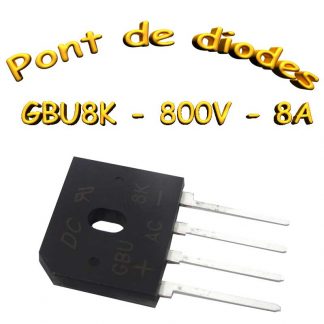 GBU8K - Pont de diodes 8A - 800V - 560v rms - Traversant