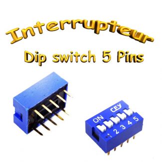 Interrupteur Dip 5 Contact - 0.05A - 12VDC - Bleu - on / off