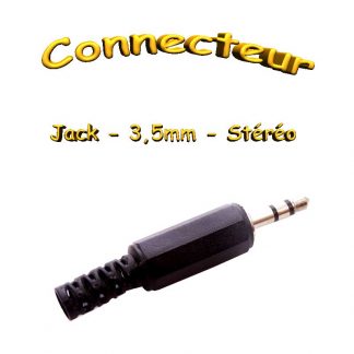 Connecteur Jack Mâle Stéréo - Droit - 3,5mm - Acier nickelé - Plastique