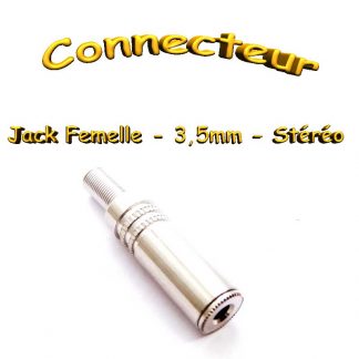 Connecteur Jack Femelle stéréo - Droit - 3,5mm - Acier nickelé