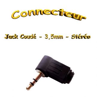 Connecteur Jack Mâle Stéréo - Coudé - 3,5mm - Acier nickelé - Plastique