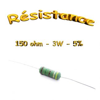 Résistance 150 ohms Carbone 3W 5% - THT - 5.5 x 17.5mm