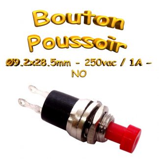 Bouton Poussoir 1A - NO - Diam9.2x28.5mm - 2pin - à souder