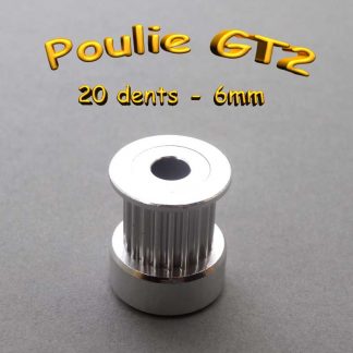 Poulie GT2 20 dent - Alésage: 6.35mm - Courroie 10mm