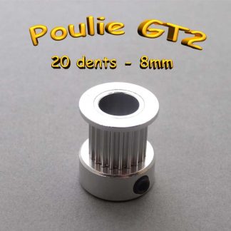 Poulie GT2 20 dent - Alésage: 8mm - Courroie 10mm