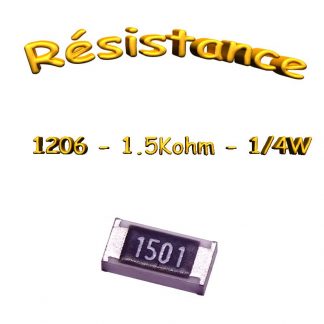 Résistance 1,5Kohm 1206 CMS/SMD 1% 1/4W 0.25W