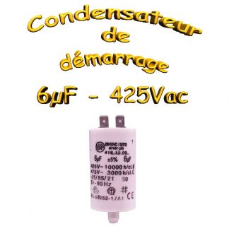 Condensateur de démarrage - 6uF - 425 Vac - Ø32x55mm