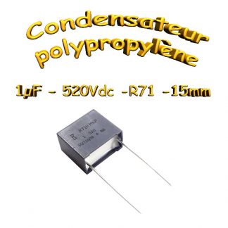Condensateur Polypropylène 1uf 520Vdc - Pas 15mm - R71
