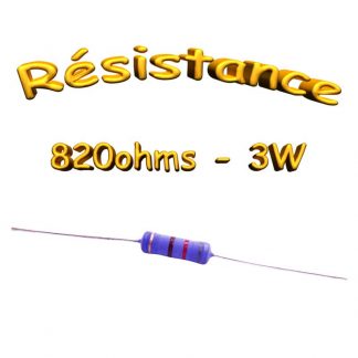 Résistance 820 ohms métal oxyde 3W 5% - THT - 5x 15mm