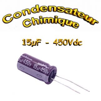 Condensateur chimique 15uF 450V - 12x25mm - 20%