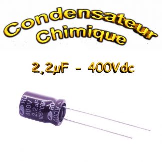 Condensateur chimique 2,2uF 400V - 105°C - 8x12mm