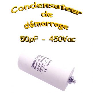Condensateur de démarrage - 50uF - 450Vac - Ø50x106mm