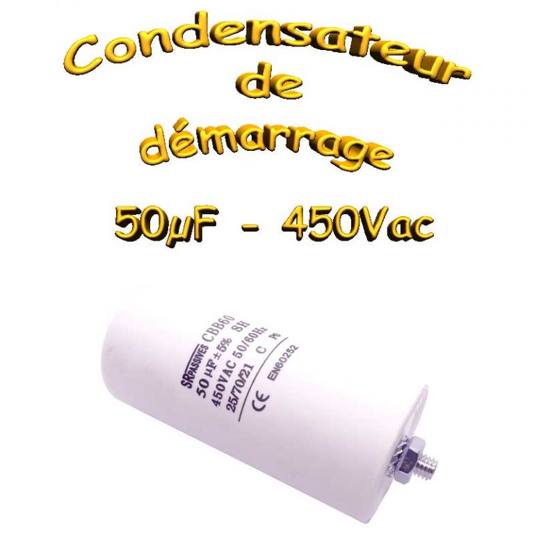 Condensateur de démarrage 50uF 450Vac Ø50x106mm — free download