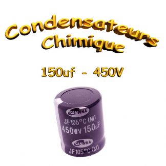 Condensateur chimique 150uF 450V - 105°C - 25x30mm snap-in