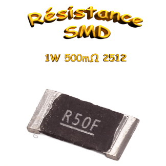 Résistance CMS métallique de puissance, 500 mΩ, 1 W, ±1%