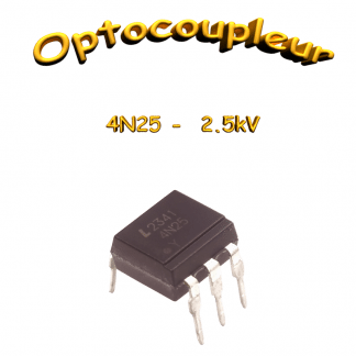Optocoupleur 4N25-LIT, transistor de sortie, 2.5kV, THT