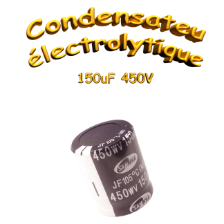 Condensateur électrolytique aluminium 150μF 450V, snap-in, Ø25.4x30mm