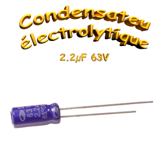 Condensateur électrolytique 2,2 µF 63 VDC THT