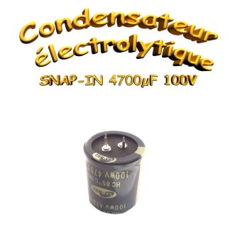 Condensateur électrolytique SNAP-IN 4700uF 100VDC Ø35x40mm